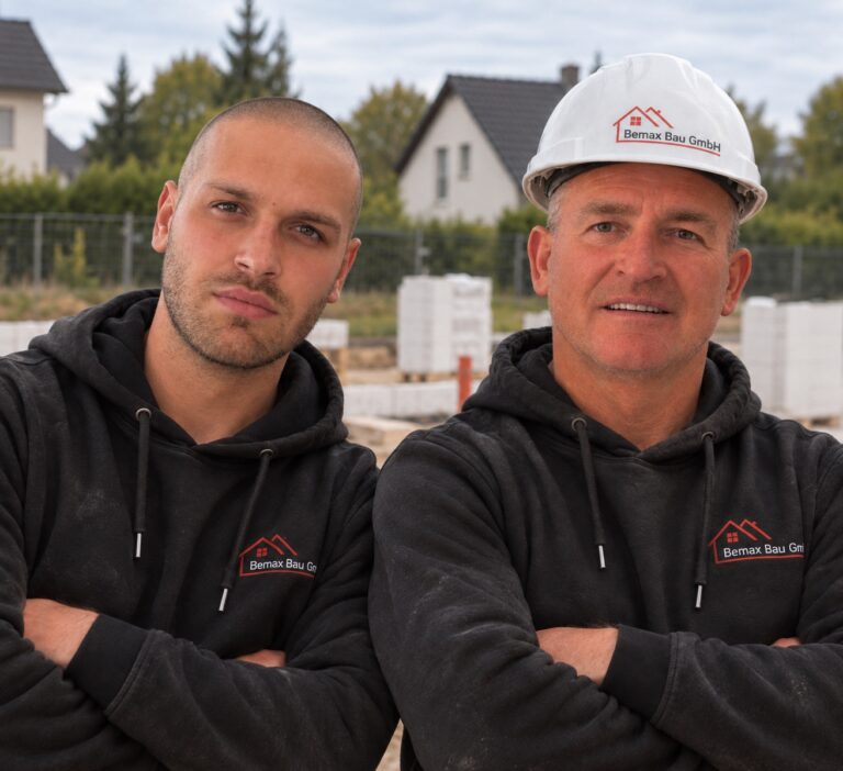 Refik Kalac und Avdan Kalac von Bemax Bau auf einer Baustelle